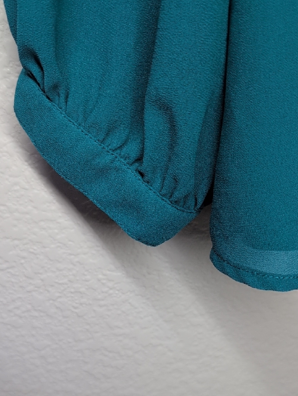 Eyeshadow Teal Bow-Front Long Sleeve Blouse - Picture 6 of 9